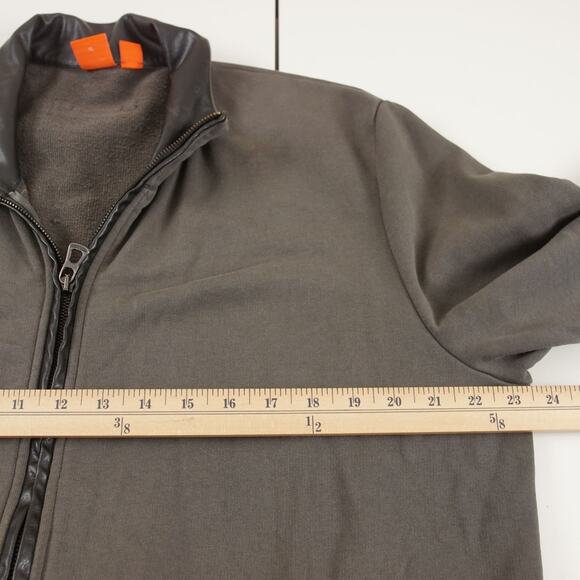 Hugo Boss Orange Label Full Zip Leather Detail Collar Terry Cotton Sweater Sz XL - Picture 3 of 10